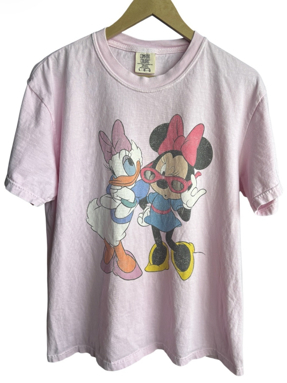 Comfort Colors Minnie & Daisy Graphic Tee | Pink | Cotton | Casual | Size Large